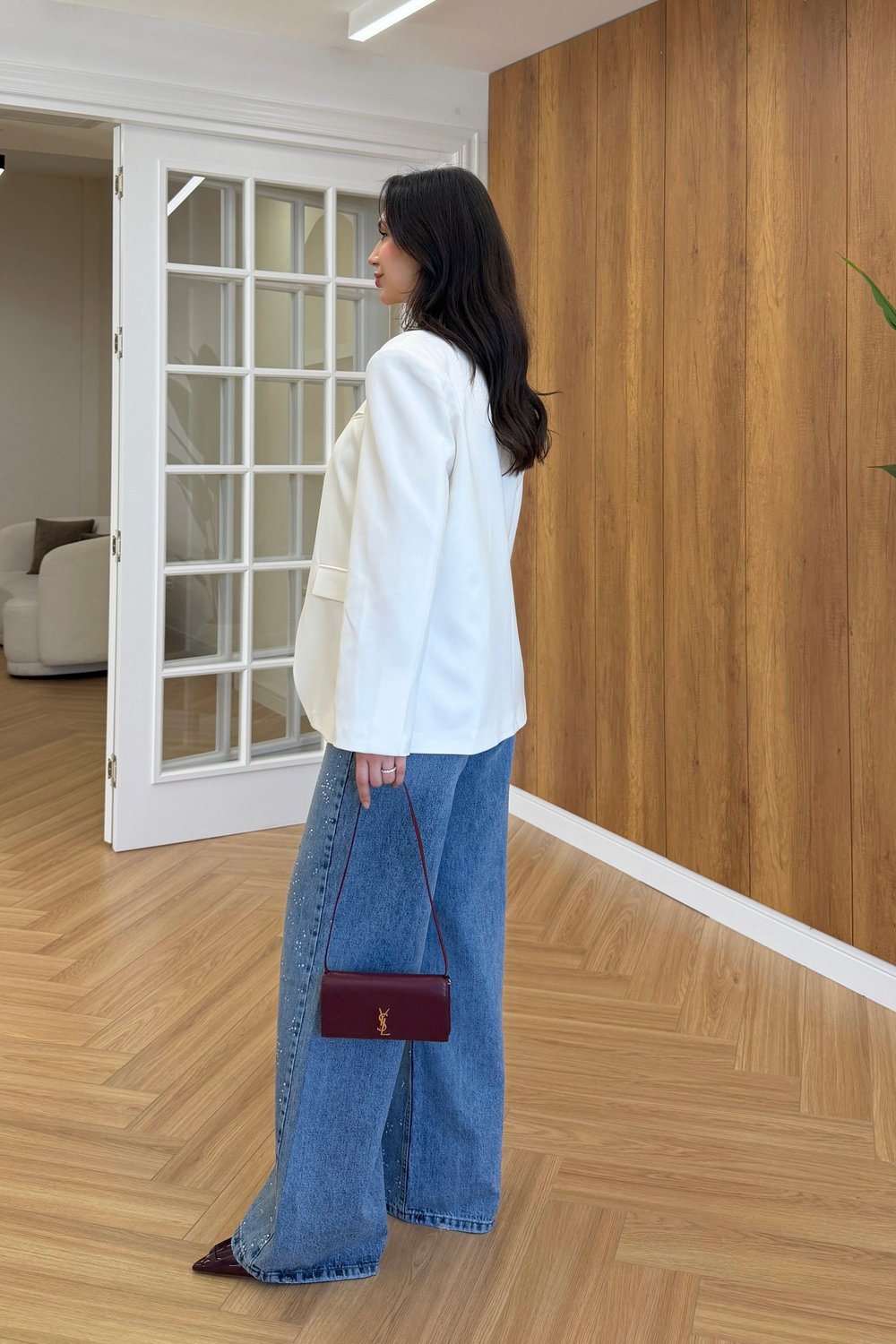 TEK DÜĞMELİ BLAZER CEKET - BEYAZ