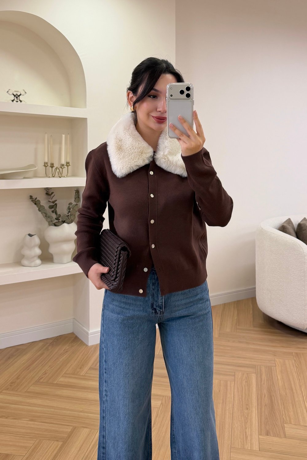 YAKASI KÜRKLÜ HIRKA - BORDO