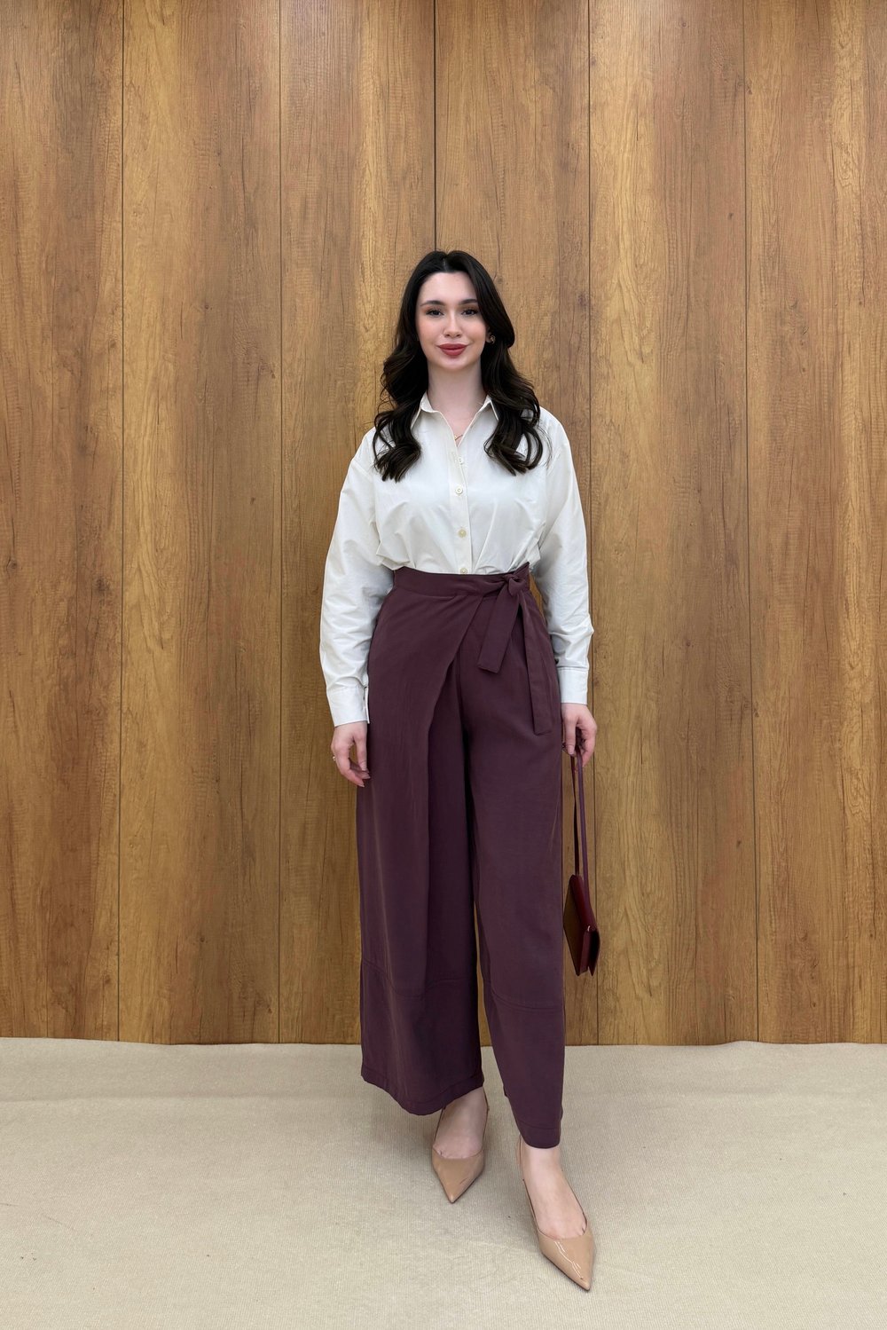 YANDAN BAĞLAMALI PANTOLON - BORDO
