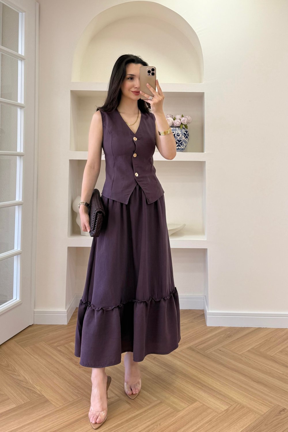 YELEKLİ ETEK TAKIM - MÜRDÜM