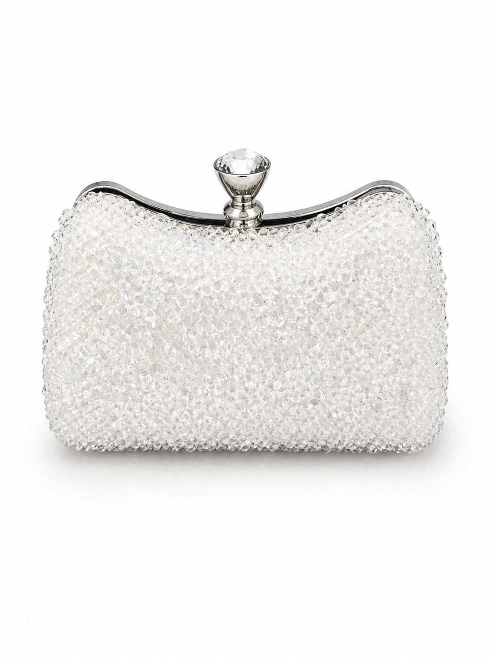 Diamond Işıltılı Clutch Abiye Çanta Beyaz