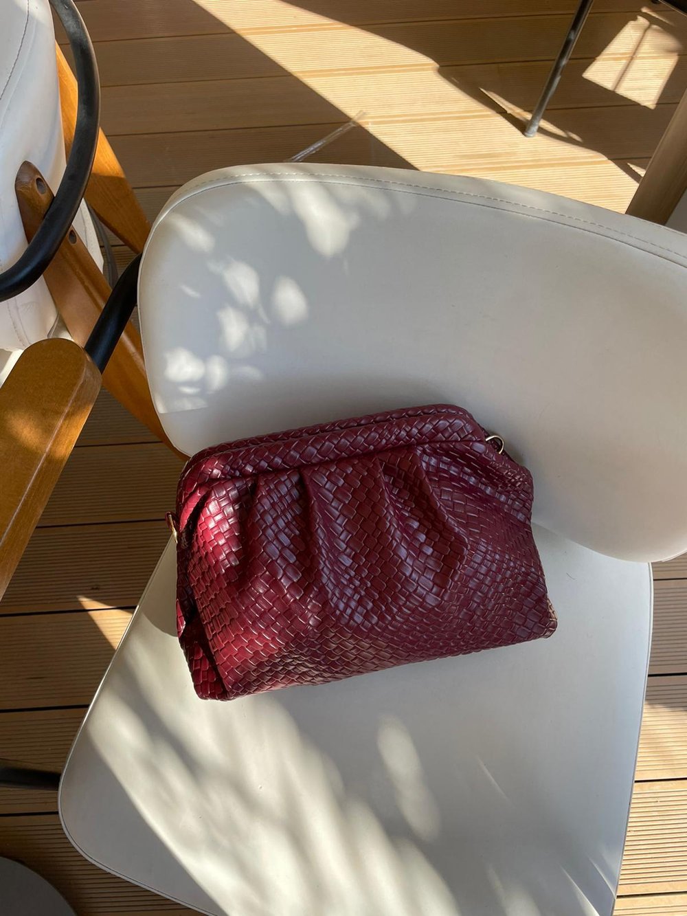 Glow Örgü Detaylı Çapraz Çanta Bordo