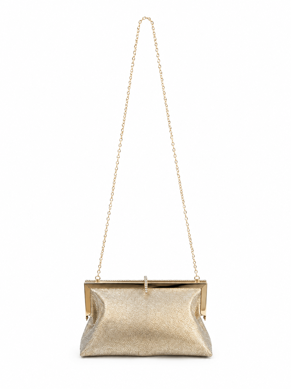 Roselle Desenli Simli Clutch Abiye Çanta Gold