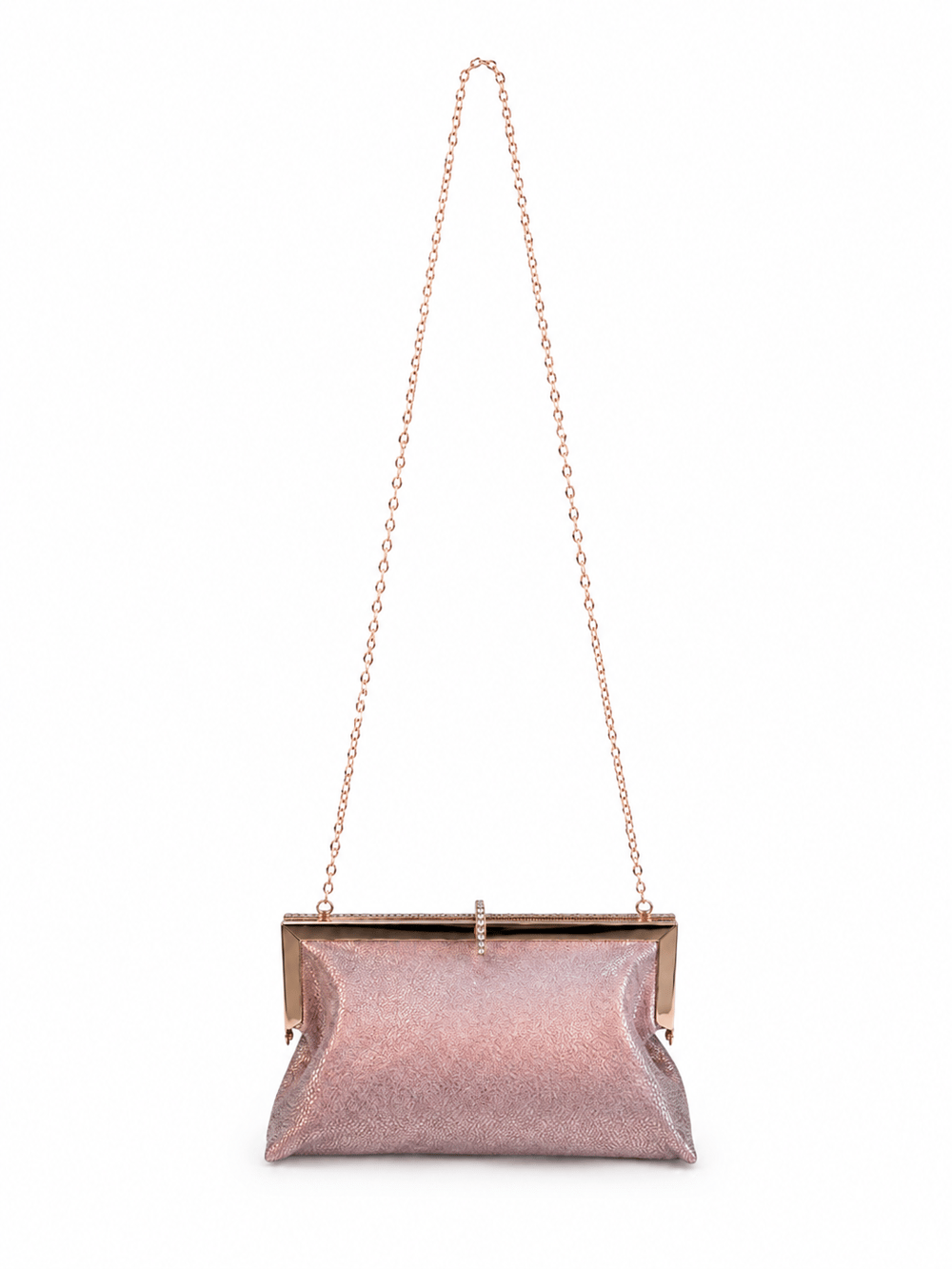Roselle Desenli Simli Clutch Abiye Çanta Pudra