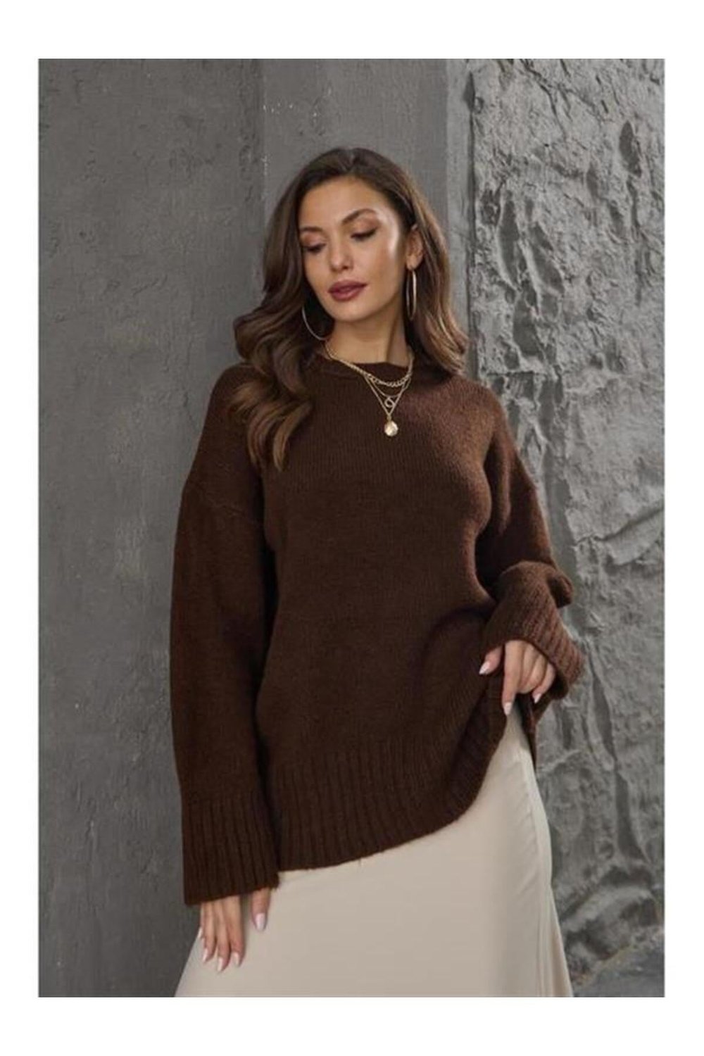 BİSİKLET YAKA OVERSIZE TRİKO KAZAK
