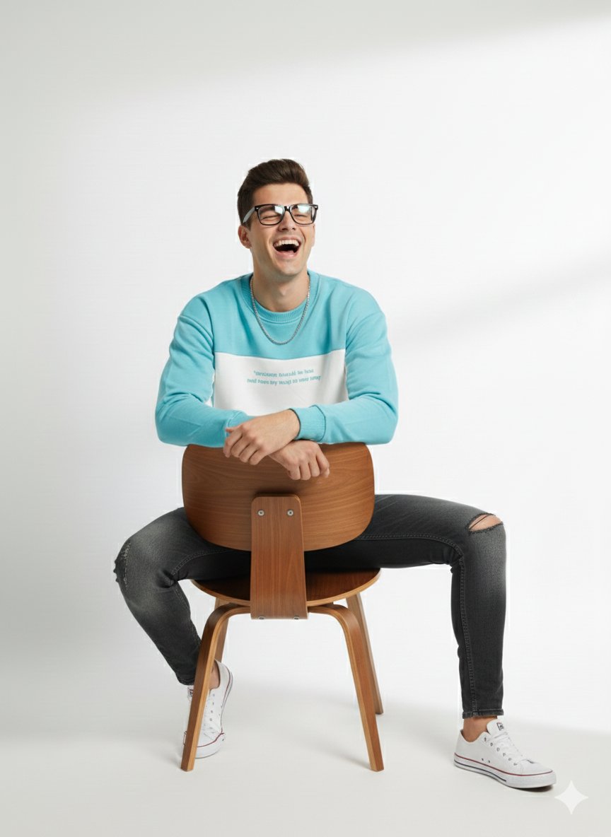 Erkek Bisiklet Yaka Çift İplikli Baskılı İçi Pamuklu Sweatshirt