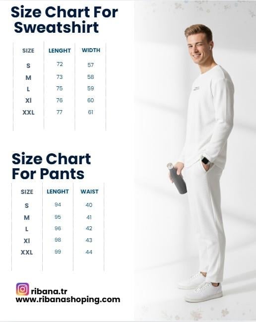 Unisex Bisiklet Yaka Baskılı Cepli Uzun Kol 2'li Takım