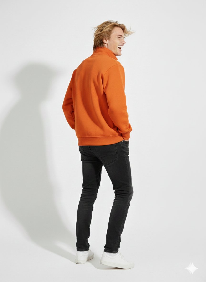 Unisex Regular Çift İplik Yumuşak Dokulu Düğmeli Sweatshirt