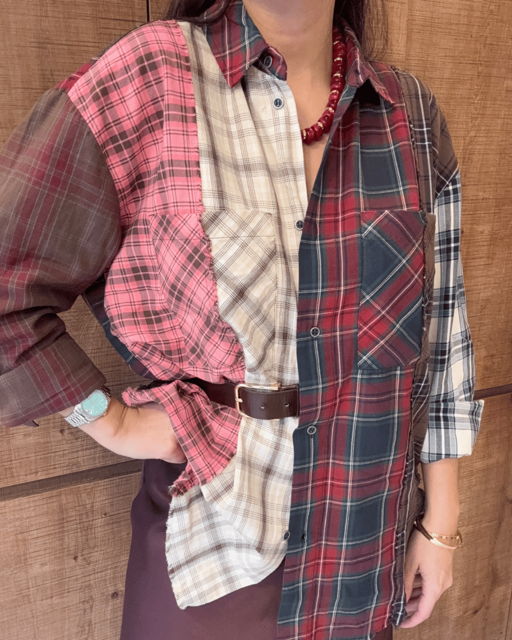 Patchwork Tasarım Gömlek 