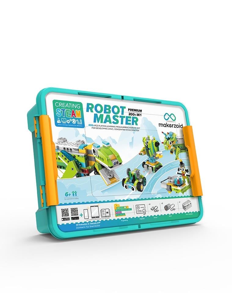 Makerzoid Robot Master Premium Kit ( Robotik, Kodlama ve Mühendislik Seti, 200 Robot )