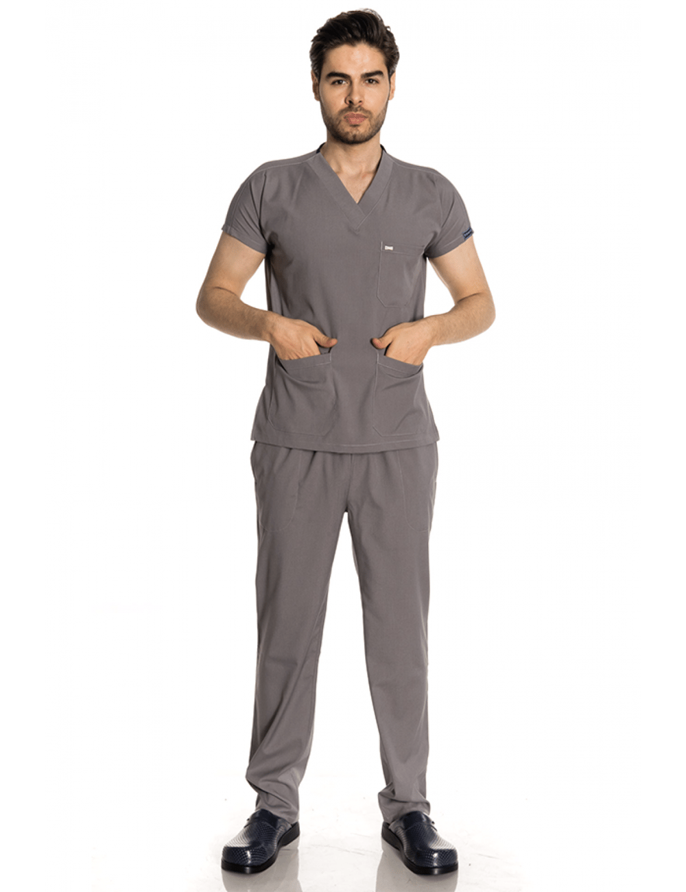 Açık Gri Likralı Greys Scrubs Takım