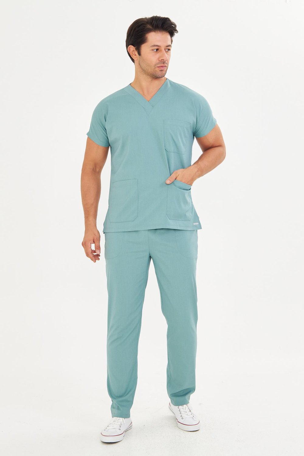 Petrol Likralı Greys Scrubs Takım