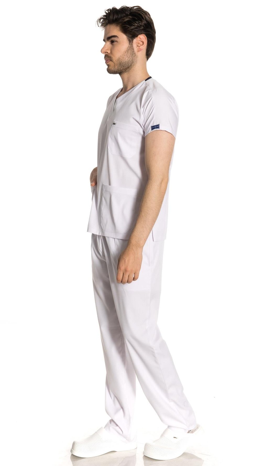 Beyaz Likralı Greys Scrubs Takım