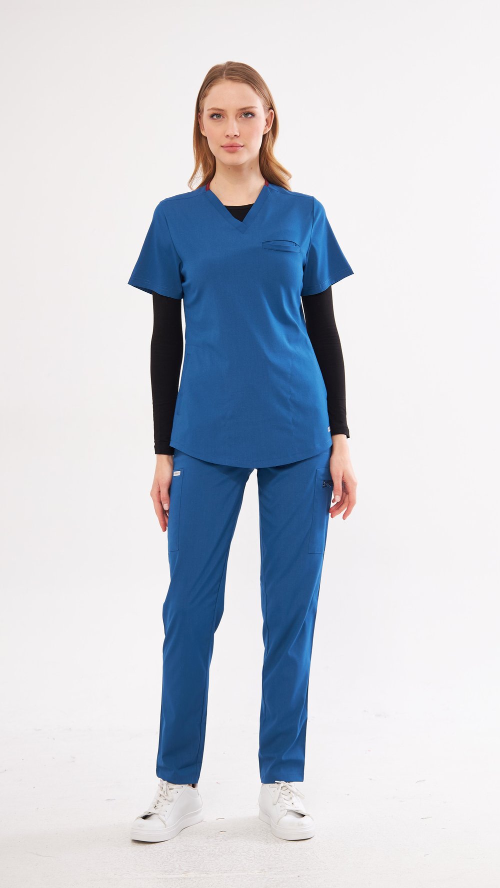 Indigo likralı Agape T1 Scrubs Takım