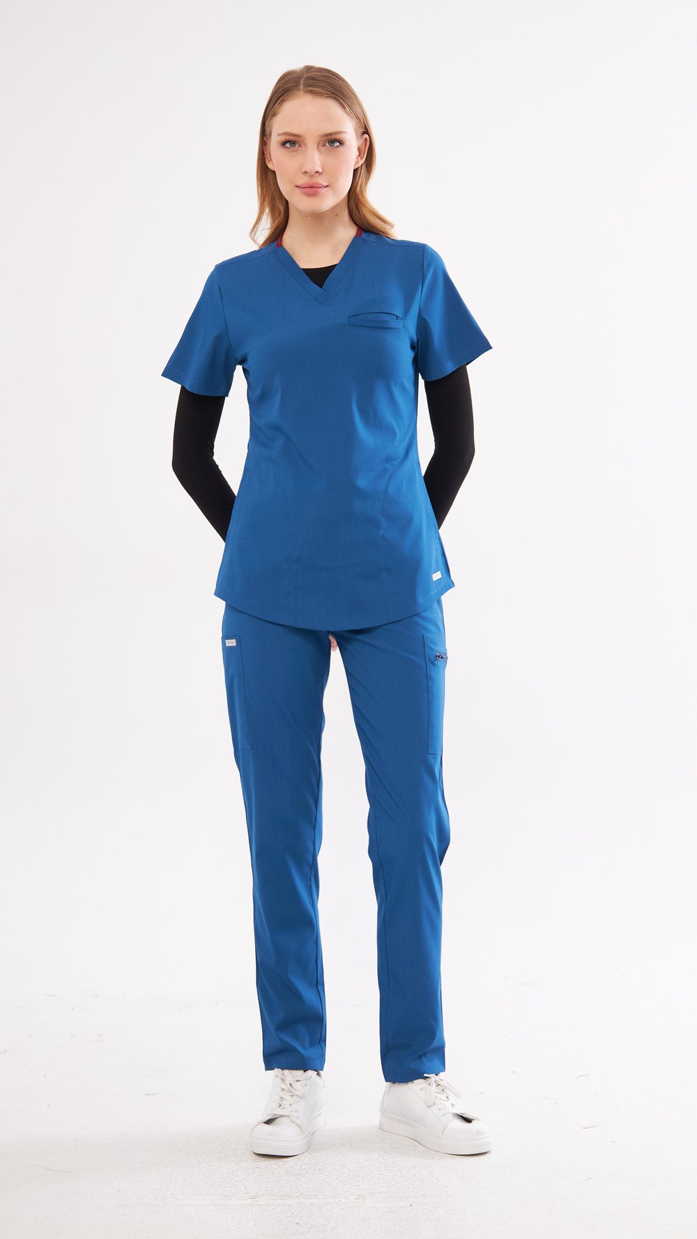 Indigo likralı Agape T1 Scrubs Takım