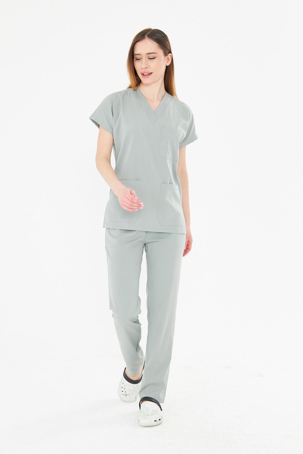 Tıpmod Gri 17-4402 Likralı Greys Scrubs Takım