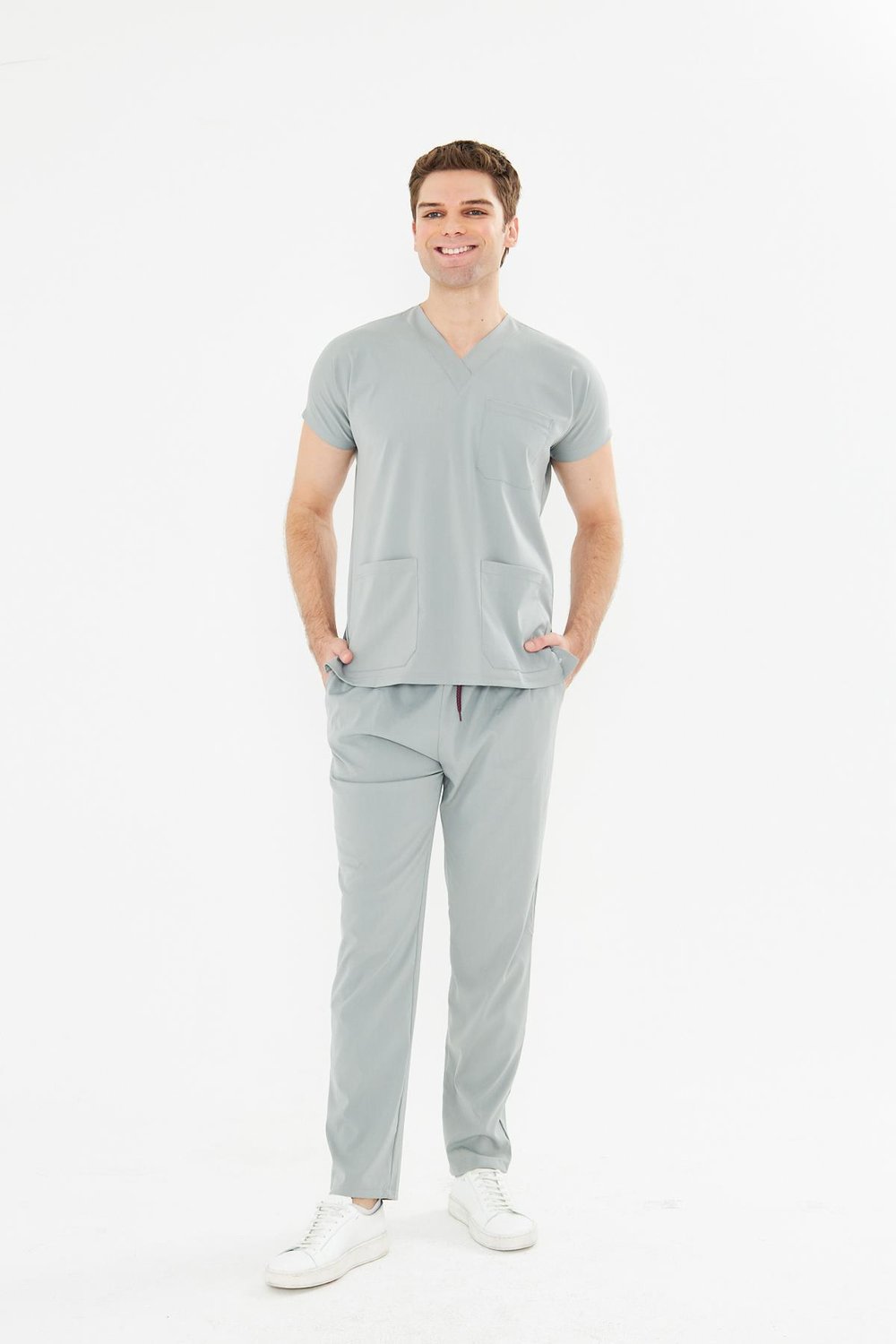Tıpmod Gri 17-4402 Likralı Greys Scrubs Takım