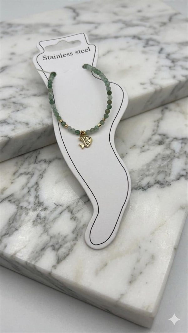 Doğal Taş Çelik Halhal (Gold) Hb 02346