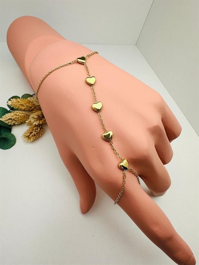 Kalp Detaylı Çelik Şahmeran (Gold) Şh 5326