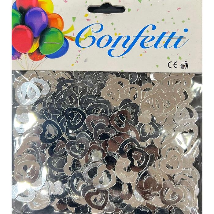 KonfetilerKalp Gümüş Masa Konfetisi