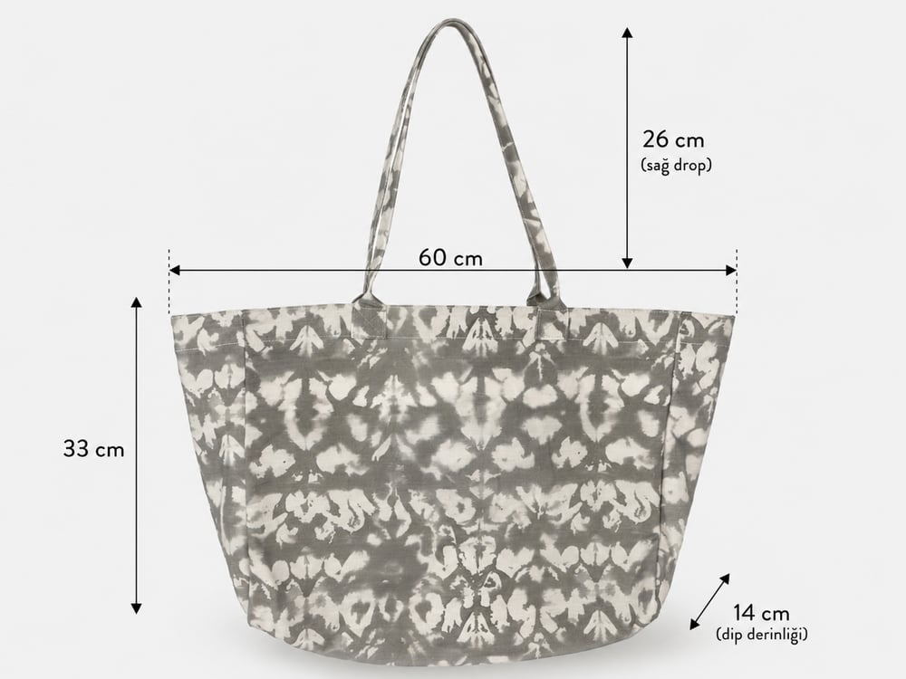 Icone Gri Degrade Baskılı Kanvas Omuz Çantası, Gri Degrade Plaj Çantası, Plaj Çantası, Beach Bag