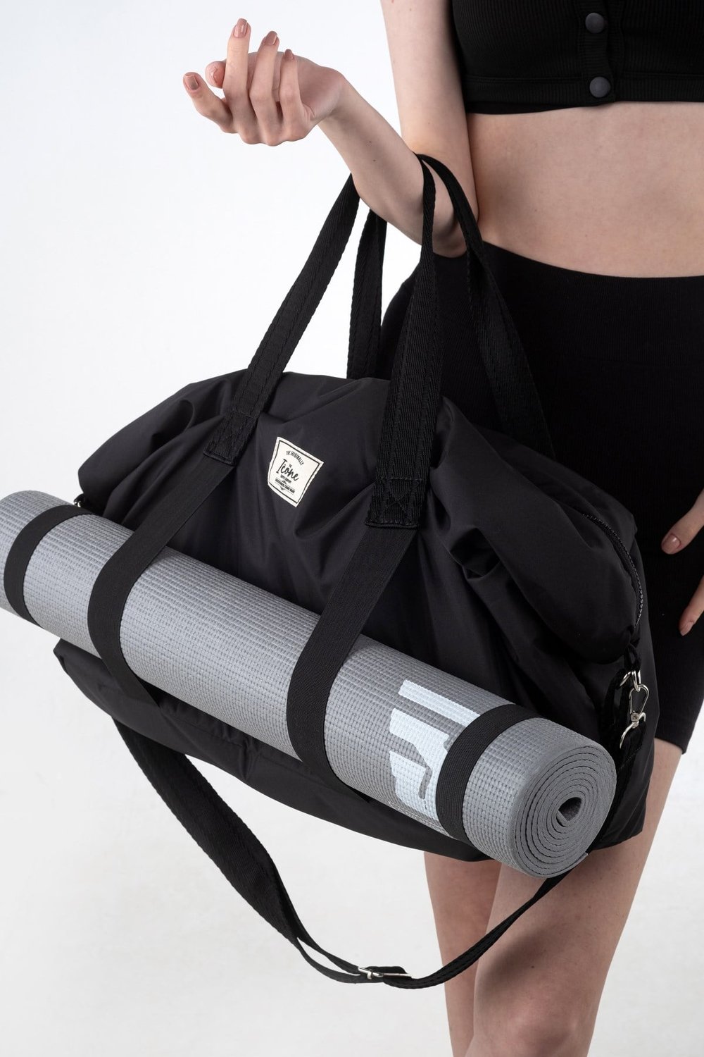 Icone Mat için Fermuar Kapamalı Yoga, Pilates, Fitness ,Gym Spor Çantası Siyah