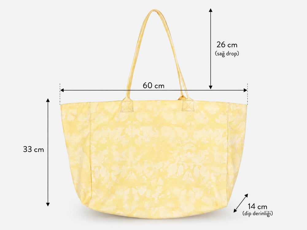 Icone Sarı Degrade Baskılı Kanvas Omuz Çantası, Degrade Plaj Çantası, Plaj Çantası, Beach Bag