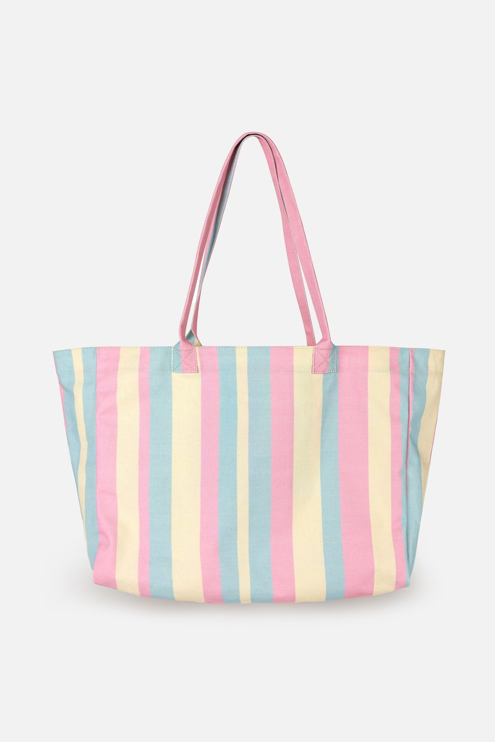 Icone Soft Renk Çizgili Baskılı Kanvas Omuz Çantası, Çizgili Plaj Çantası, Plaj Çantası, Beach Bag