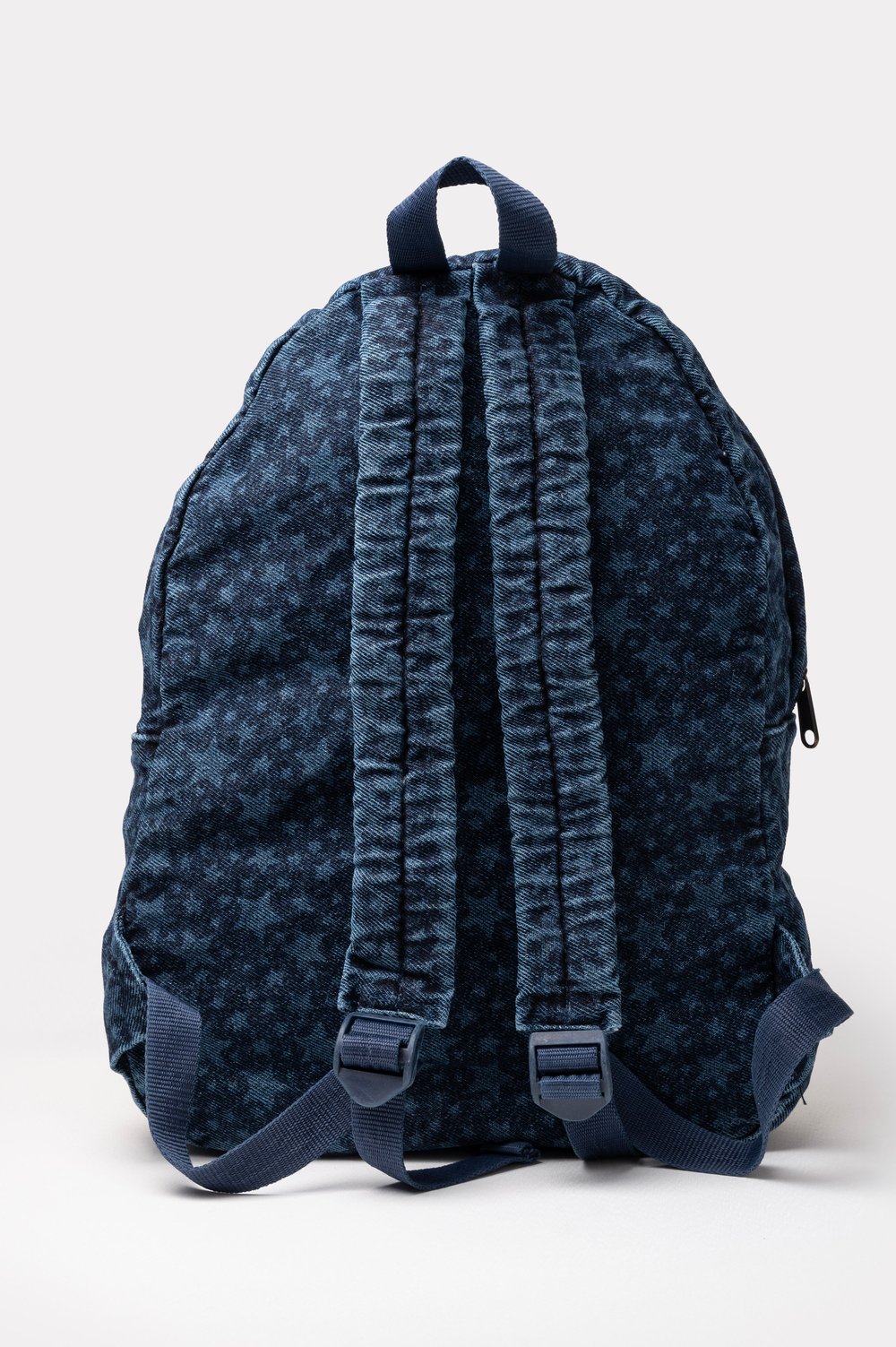 Ön Cep Nakışlı Denim Yıkamalı Sırt Çantası, Kot Sırt Çantası Kot Kot Yıldızı