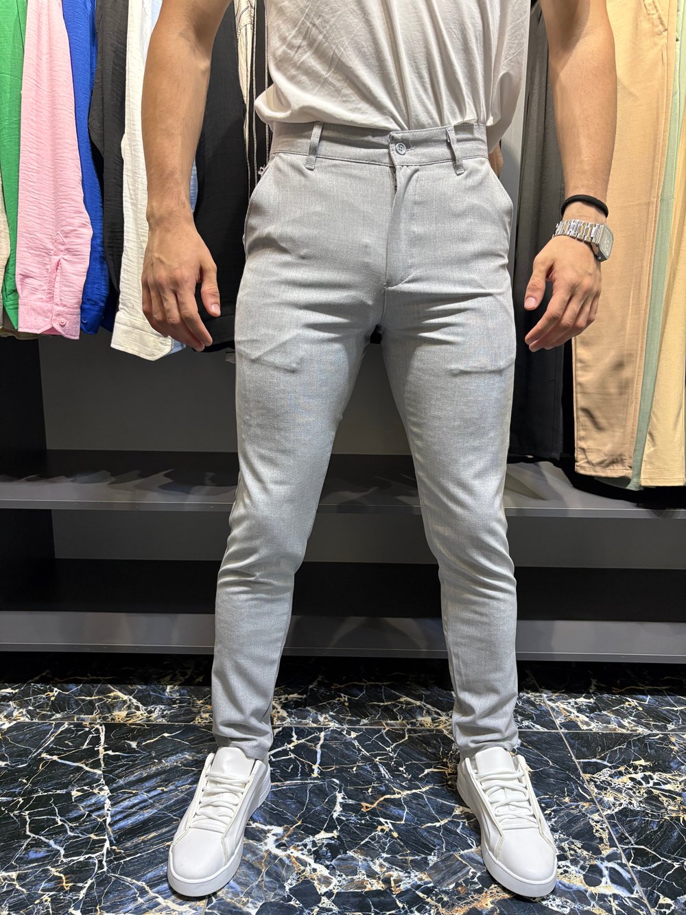 Bezayağı Slim Kumaş Pantolon Gri