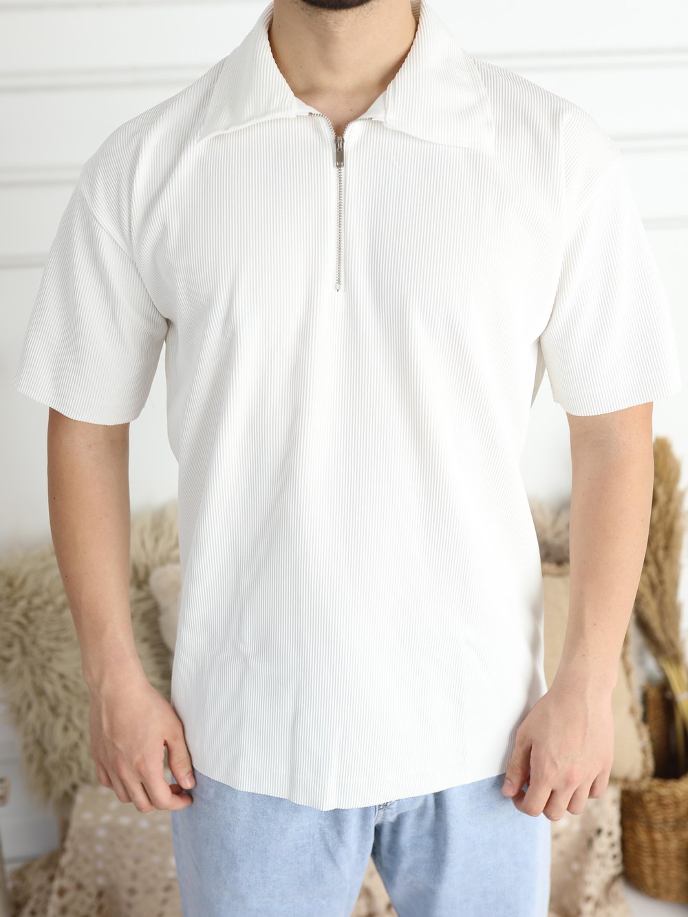 Marrakech Fermuar Detay Tshirt Ekru