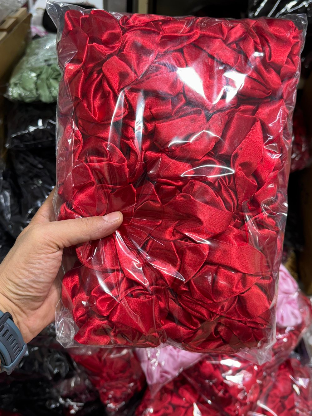 50 Lİ PAKET SATEN TOKA KIRMIZI