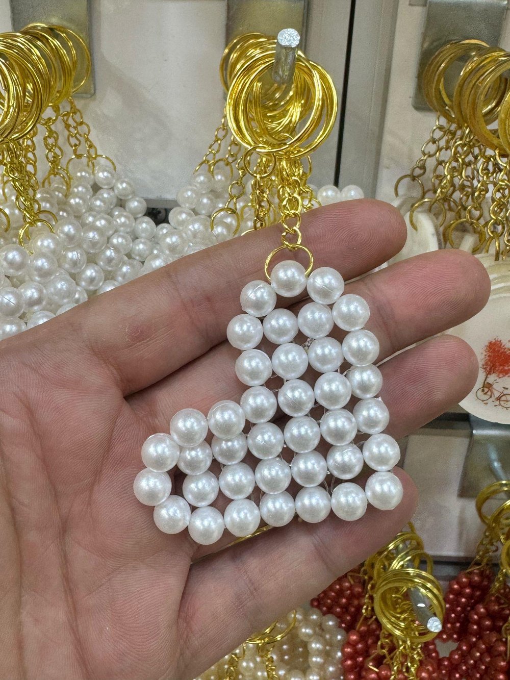 İNCİ EL YAPIMI KALP ANAHTARLIK