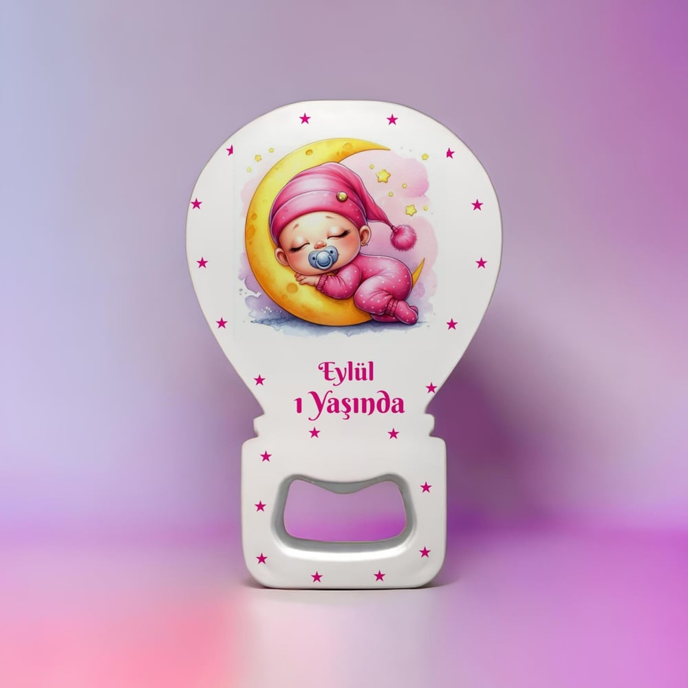 Kişiye Özel Yeni Doğan Açacak Balon Magnet Uyuyan Kız Bebek Pembe Elbiseli Modeli 15 Adet