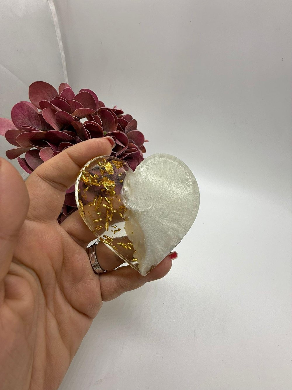 Gold Varaklı Kalp Epoksi (50 adet)