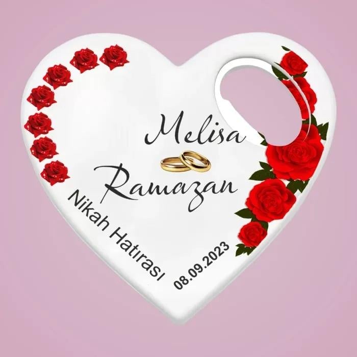 Kalp Açacak Magnet Kırmızı Gül Tasarımlı 15 Adet