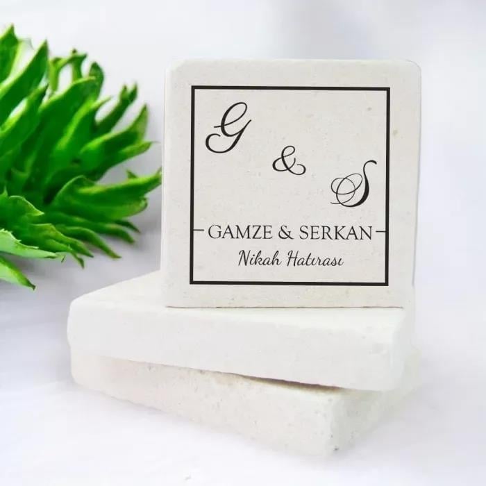 Kişiye Özel Tasarım Baskılı Kare Doğal Taş Magnet 15 Adet