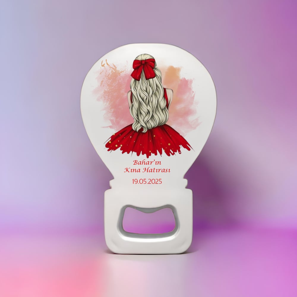 Kişiye Özel Kına Açacak Balon Magnet Kırmızı Gelinlik Modeli 2 15 Adet