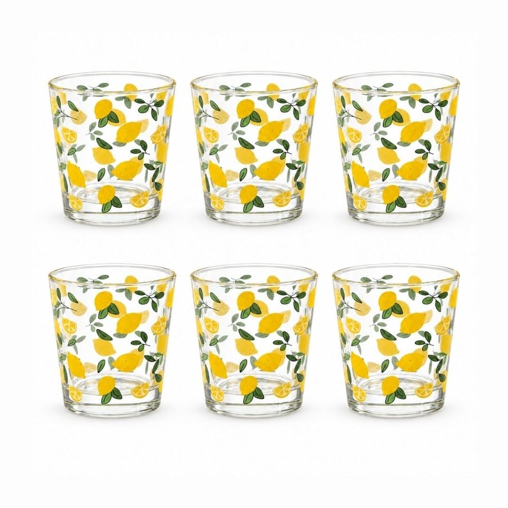6 Lı Cam Bardak Limon Desenli 280 ml