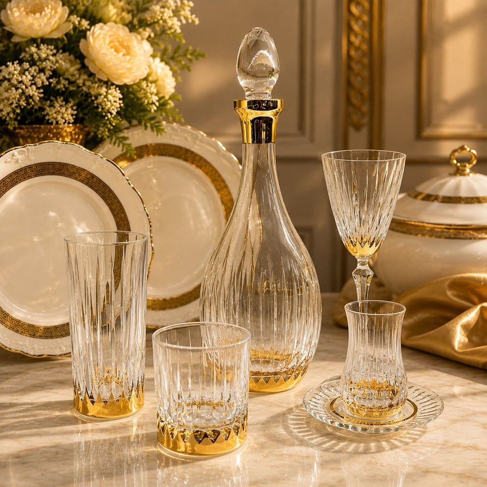 Atlanta Butik 61 Parça Bardak Takımı Gold