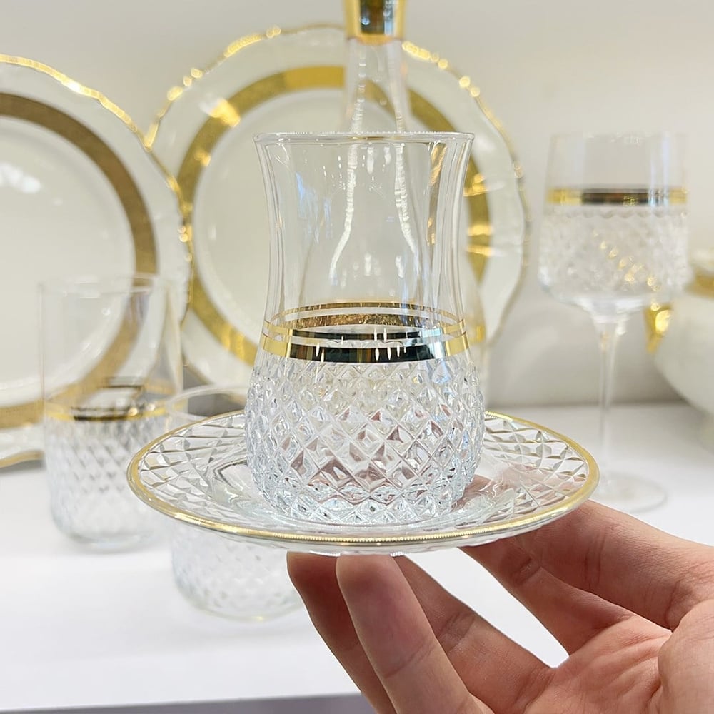 Bohemian 61 Piece Glass Set Gold