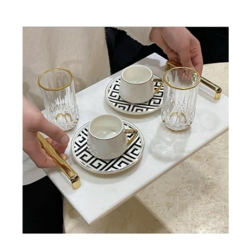 Bright Beyaz Mermer Sunum Tepsisi Dikdörtgen 35X25cm