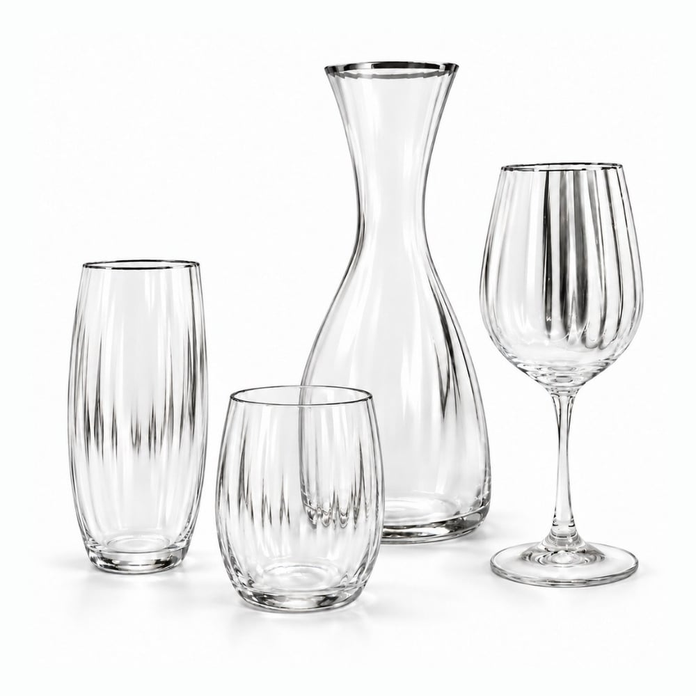 Carino Kristal 37 Parça Bardak Takımı - Platin