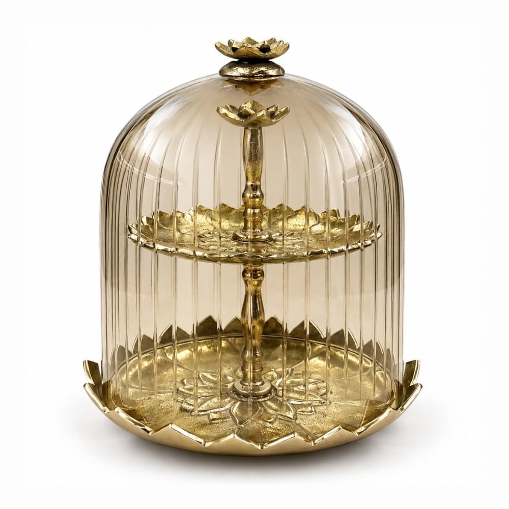 Fiore Katlı Fanus Gold