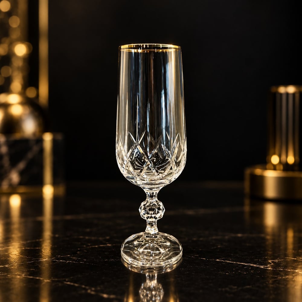 Kahve Yanı BardaklarıFlüt 6 Lı Kahve Yanı Bardağı Dip Kare Gold