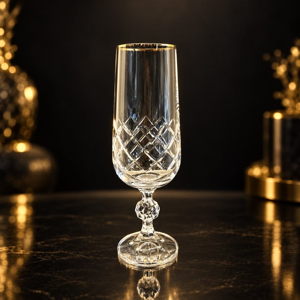 Flüt 6 Lı Kahve Yanı Bardağı Kare Gold