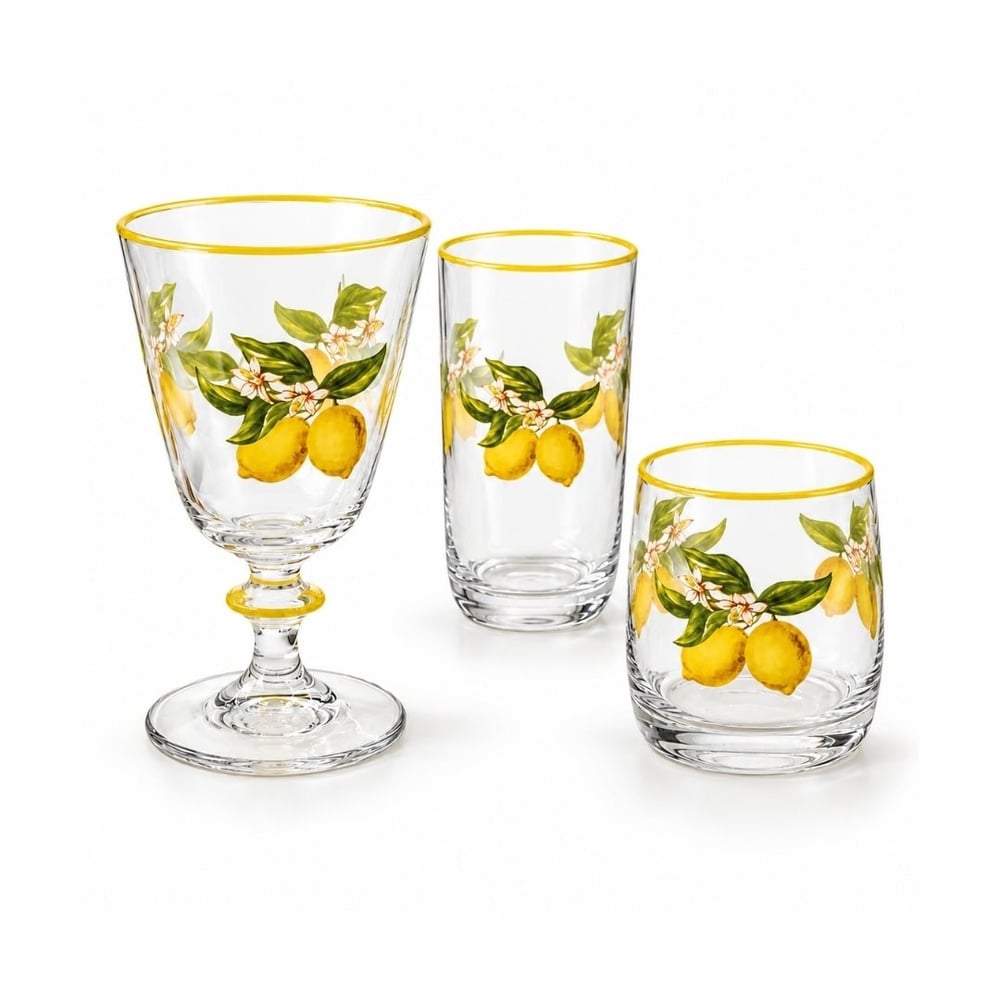 Garden 18 Parça Bardak Takımı Limon Desenli