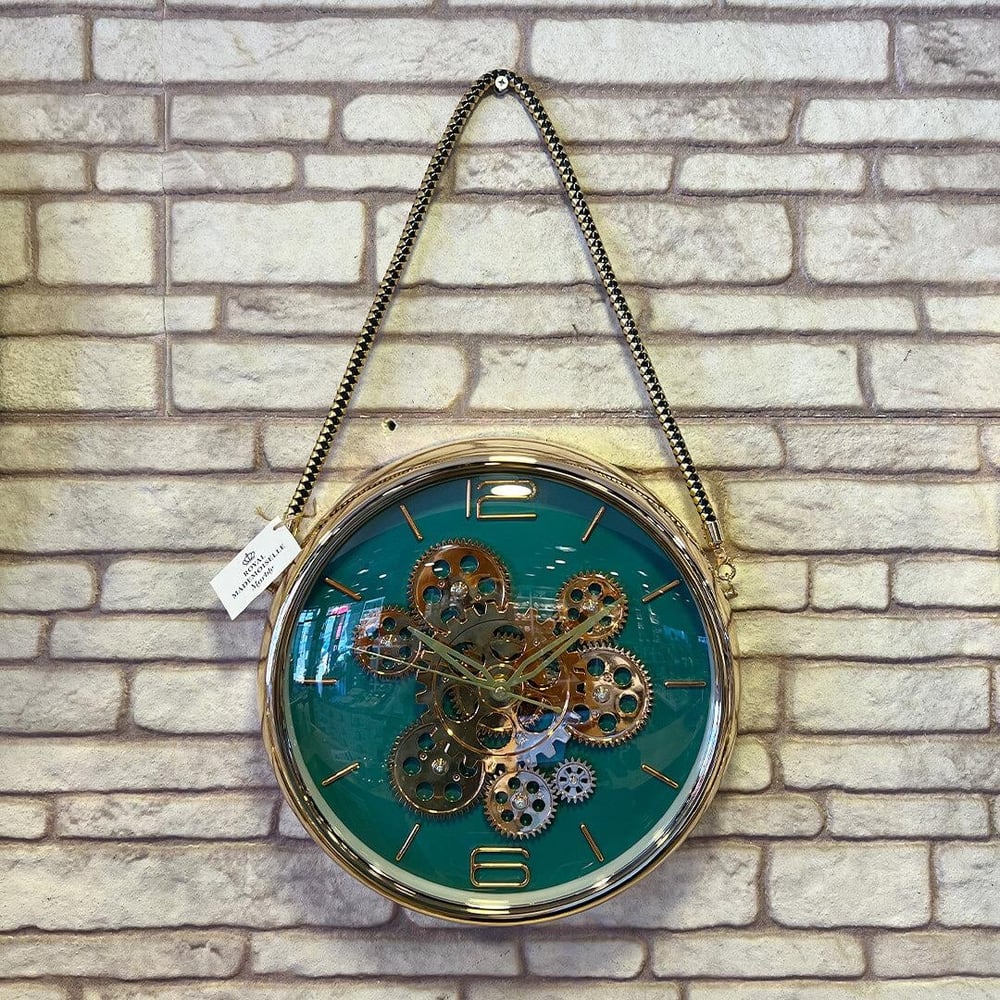 Decorative Clock with Rope Wheels Green