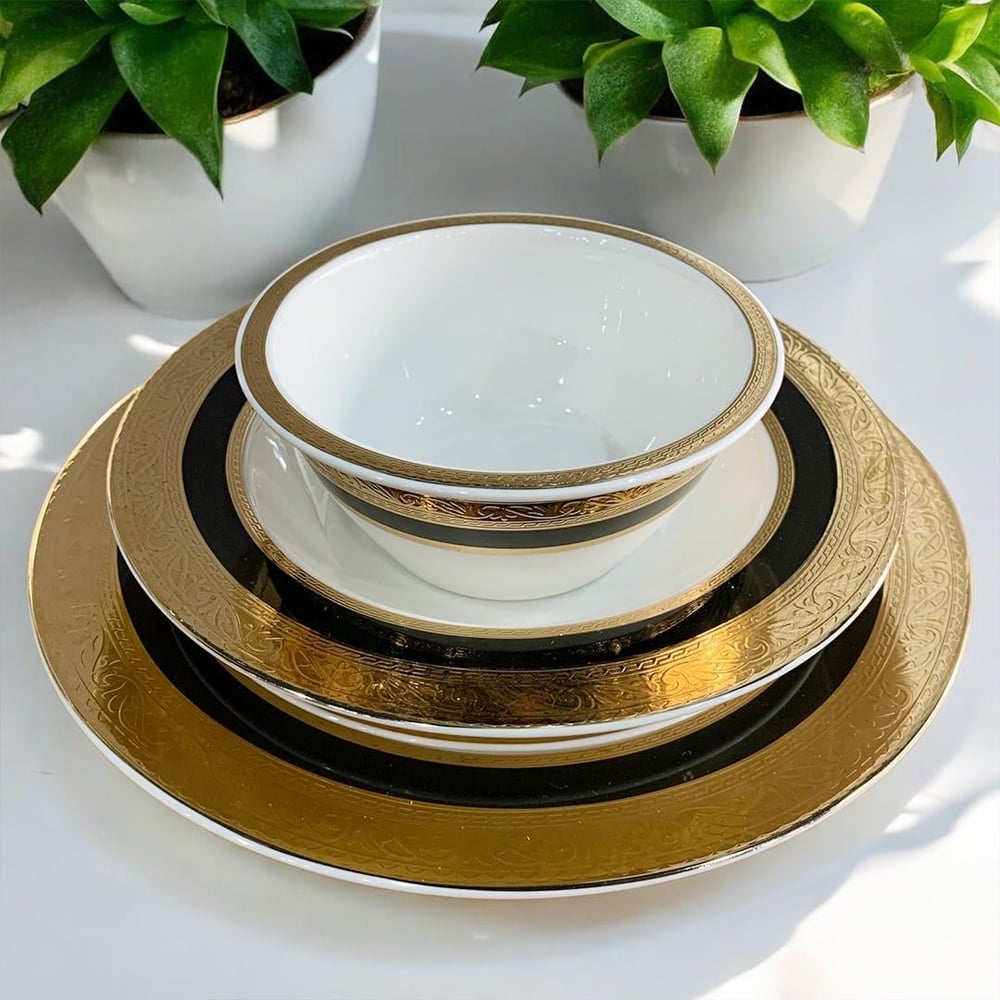 Lemons Nocturne 60 Piece Dinner Set for 12 People