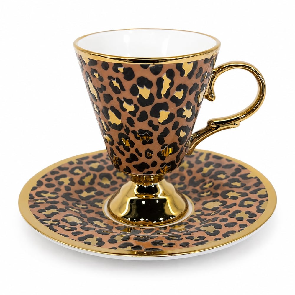 Leopar 6 Lı Kahve Fincan Takımı Turuncu